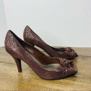Antonio Melani Brown Faux Snake Square Heel sz 8